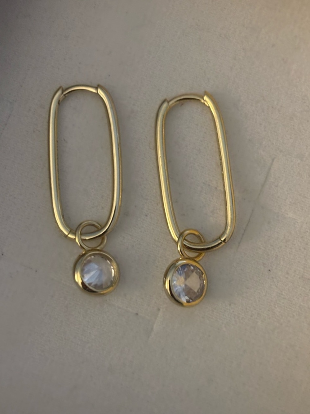 Little Neary Gold Drop Rectangle Hoop Earrings with Pearls - Picture 3 of 3